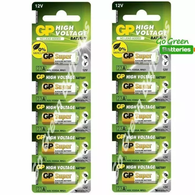 10 X GP 12V Alkanline Batteries MN21 23A LRV08 K23A E23 Door Bell Chime Lighter