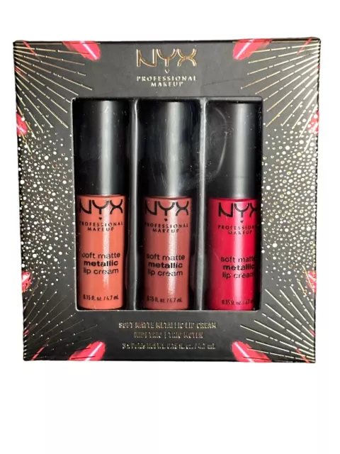 NYX Soft Matte Metallic Lip Cream Trio Midi Travel (Monte Carlo, Rome, Cannes)