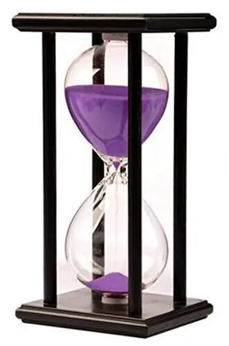 Hourglass Sandglass Timer Sand Timer 60 Minutes Black Frame With Purple Sand