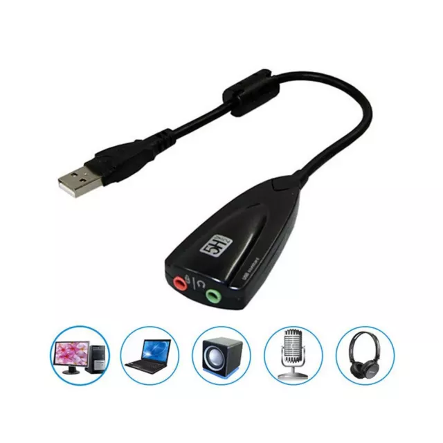 USB 2.0 External 3D Virtual 7.1 Channel Sound Card Adapter Audio For Mac Win 7