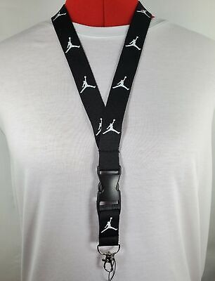 Jordan Lanyard Black & White Strap Detachable Keychain Badge ID Holder