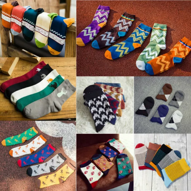 5 Pair Hommes peinture art chaussettes fantaisie étoilé nuit chaussettes Vintage