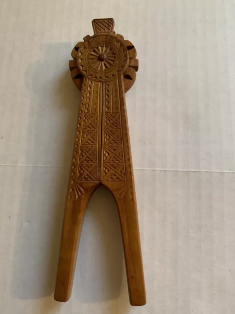 Vintage Hand Carved Ornate Wooden Nut Cracker Made IN Yugoslavia