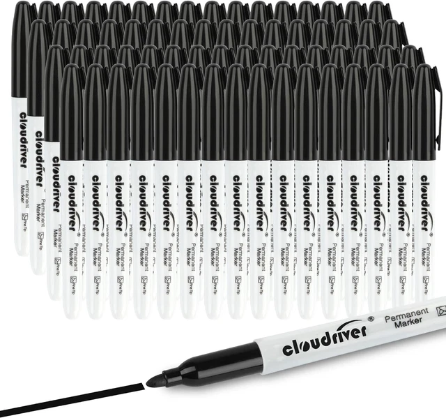 Permanent Markers, 148 Pack Black Permanent Markers Set, Fine Point, Bulk