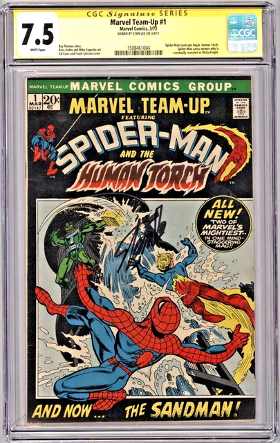 1972 Marvel Team-Up #1 Spider-Man Human Torch CGC SS 7.5 WP🕷 Signed Stan Lee 🕷