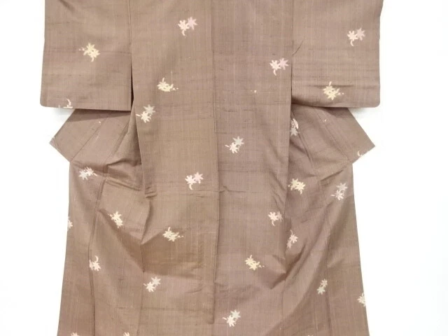 6757613: Japanese Kimono / Antique Kimono / Fushi Tsumugi / Woven Maple