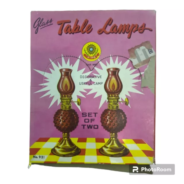 Vintage King Glass Co. Mini Amber Pedestal Oil Lamp 5 1/2” Table Lamp BRAND NEW!