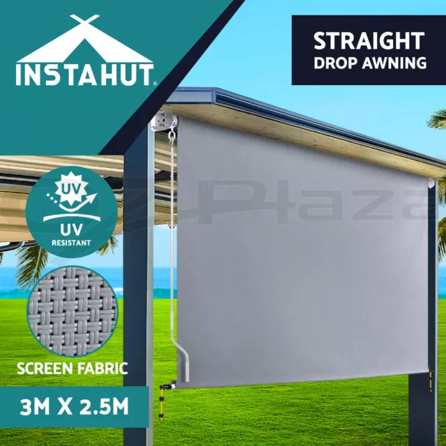 Instahut Outdoor Blinds Window Privacy Screen Roll Down Awning Canopy 3.0X2.5M