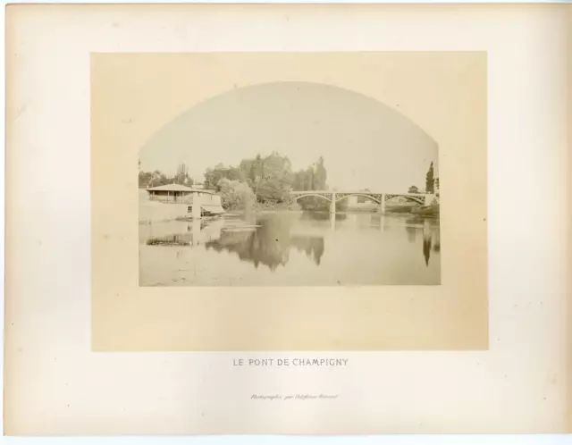 Rousset. France, le pont de Champigny  vintage albumen print.  Tirage albuminé