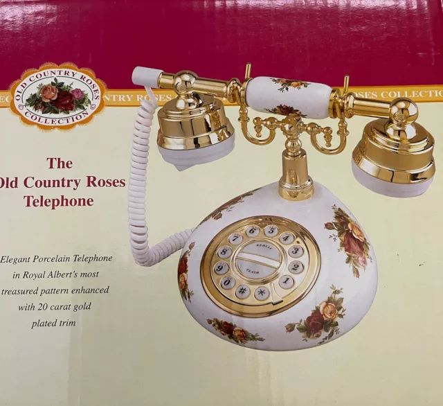 Royal Albert Doulton Old Country Roses Telephone 20 Carat Gold - NEW