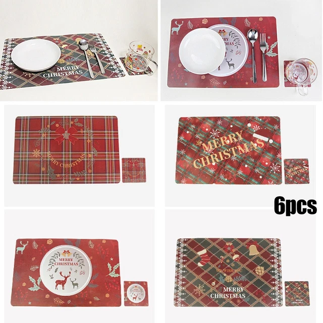 Urlaub Tischsets und Untersetzer Set Weihnachten PVC Tischdekoration 6tlg.