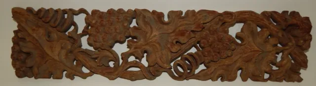 Carved Wood Architectural Salvage Grapevine Pediment Wall Decor