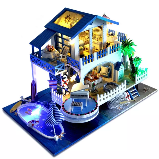 1x Mini Dollhouse Kit Swimming Pool Model Room Box Miniature DIY Handmade Gift