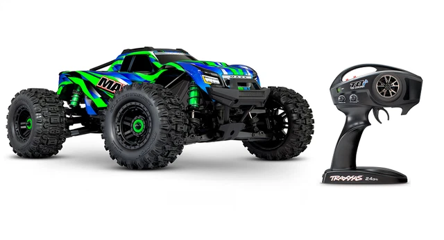 Mozzi Ruota Esagonali 17 Mm Verdi Per Traxxas Wide-MAXX 89086-4 Con Dadi Scanalati