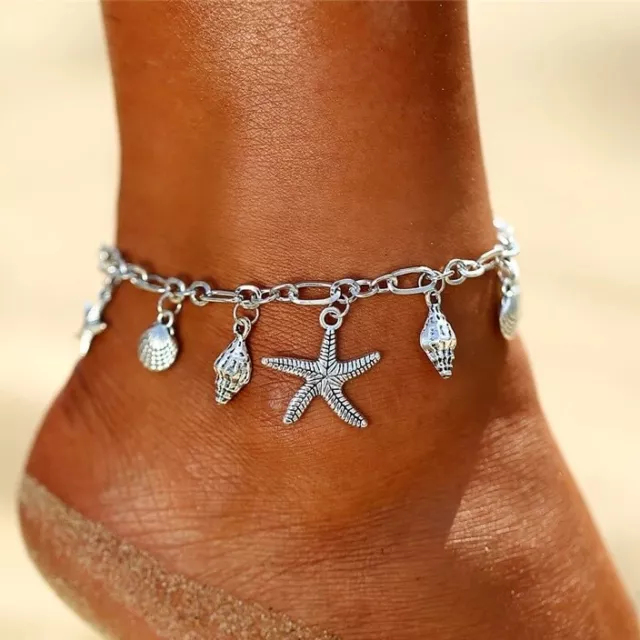 Ankle Bracelet Silver Chain Foot Beach Anklet Women Adjustable Jewelry 925 Boho