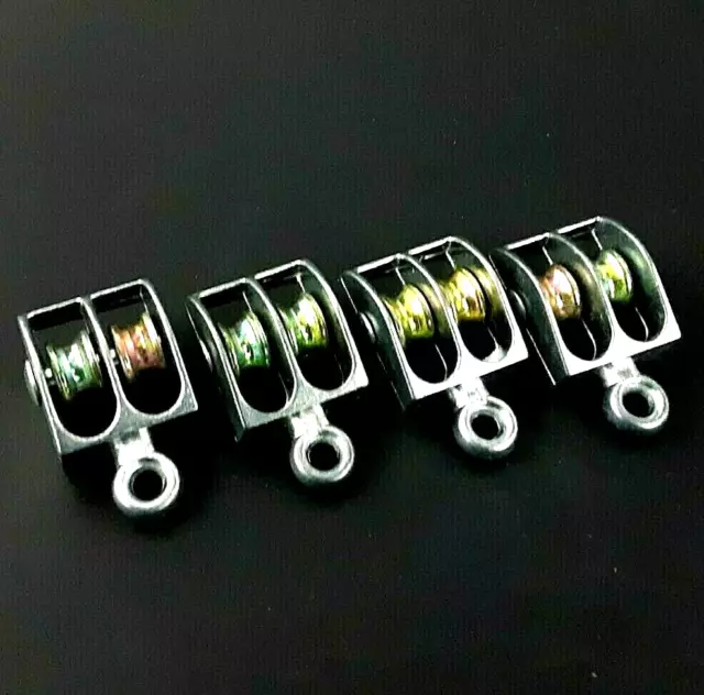 Mini Micro Pulley 4 PACK Double Sheave FIXED EYE Attachment 3/16 inch Max Line
