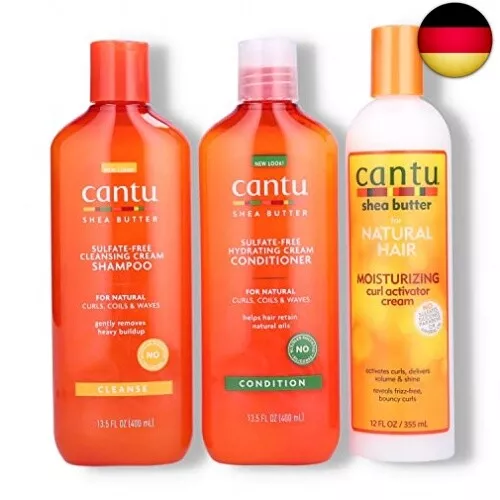 Cantu Sulfatfreies Shampoo & Conditioner 12oz mit Sheabutter Feuchtigkeitscreme