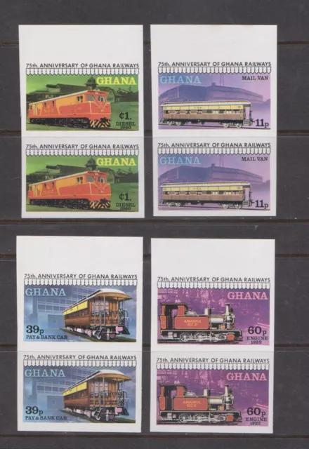 GHANA - 1978 75th ANNIVERSARY OF GHANA RAILWAY - 4V PAIR MINT NH IMPERF