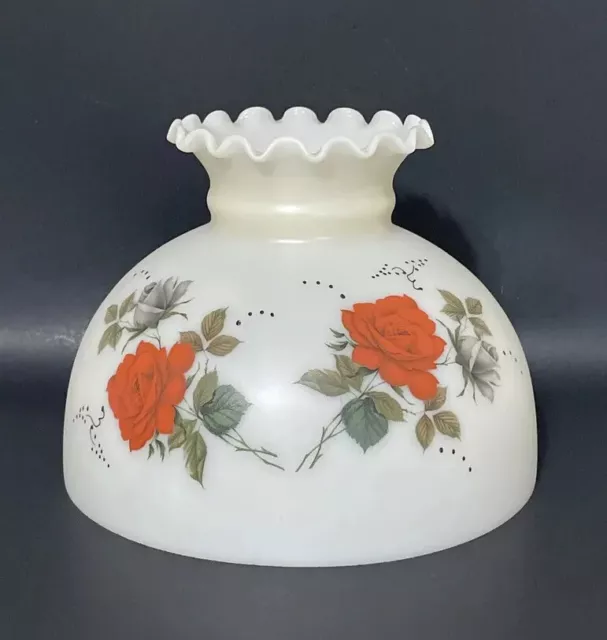 Vintage GWTW 10" Fitter Scarlet Hurricane Oil Or Electric Glass Dome Lamp Shade