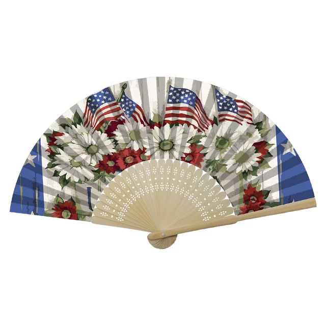 Independence Day Flowers Flag Oil Paint Folding Fan By Numbers DIY Craft Decor F