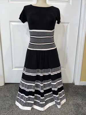 Kate Spade Knit Dress XS Black White Striped Dress