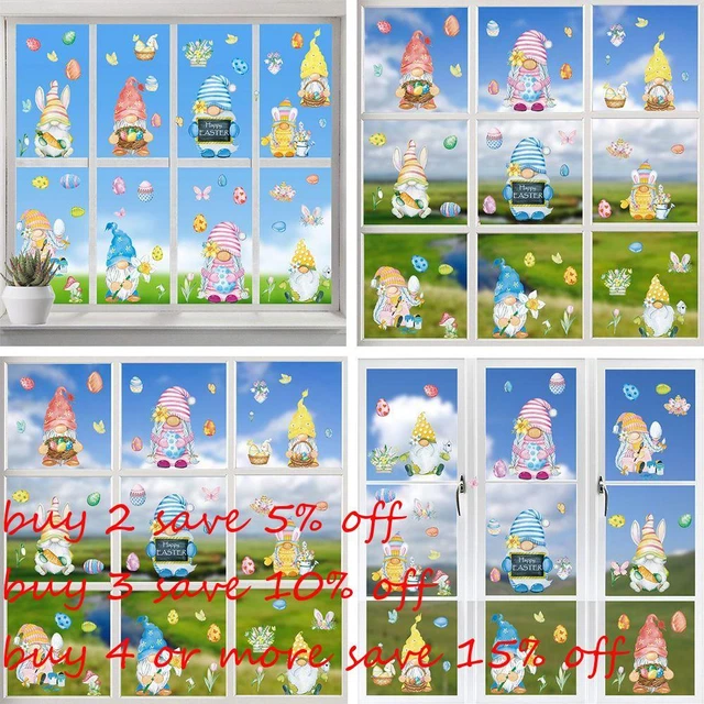 Easter Wall Stickers Glass Static Stickers Easter Window Sticker Bunny Eggs