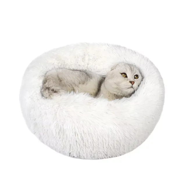 Plush Donut Pet Dog Cat Bed Fluffy Soft Warm Cuddler Cushion Bed Sleeping Kennel