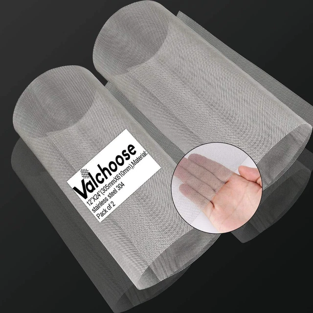 2PACK Stainless Mesh Screen 12”X24”(305mmX610mm), 20 Mesh 304 Steel Woven Wir...