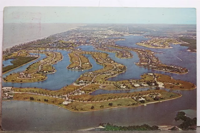 Florida FL Naples Gulf of Mexico Port Royal Everglades Aerial Postcard Old View