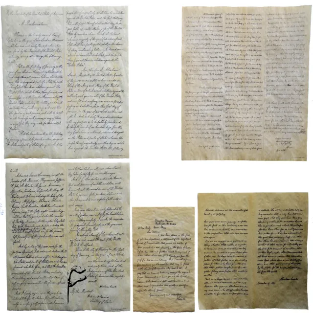 Abraham Lincoln Writing Set on Antiqued Parchment Paper 4 US History Documents