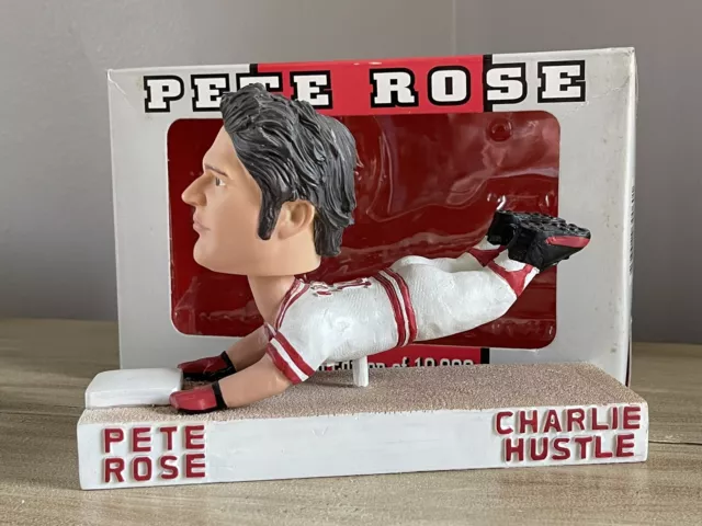 PETE “Charlie Hustle” ROSE Cincinnati Reds Legend “Sliding Safe” Bobblehead NIB!