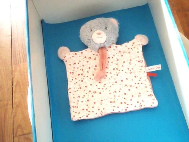 Doudou 6153 / Plat Ours "Sucre D'orge" Gris/Rose - Fleurs