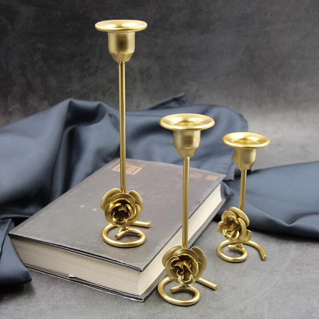 Iron Rose Candlestick Candle Stand Holder Home Table Decor Wedding Party Holder