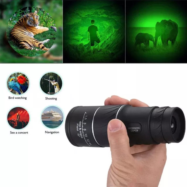 40X60 Monocular Binoculars With Night Vision BAK4 Prism High Power Waterproof