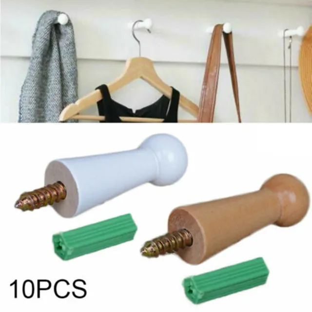 10PCS Wooden Hook Coat Jacket Towel Mug Shaker Peg Wood Hook Hanger With Screw