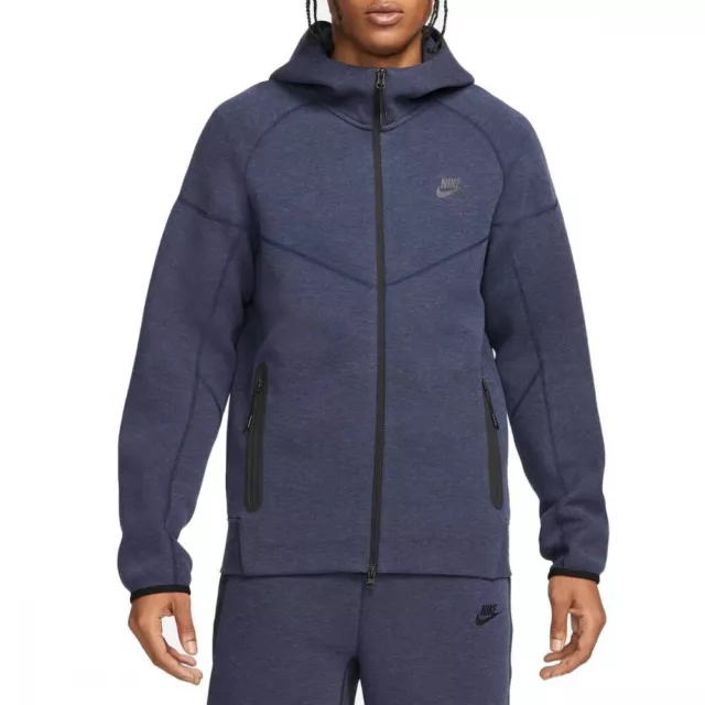 FELPA NIKE TECH UOMO CON CAPPUCCIO fb7921 473 full zip CLUB FLEECE hoodie BLU