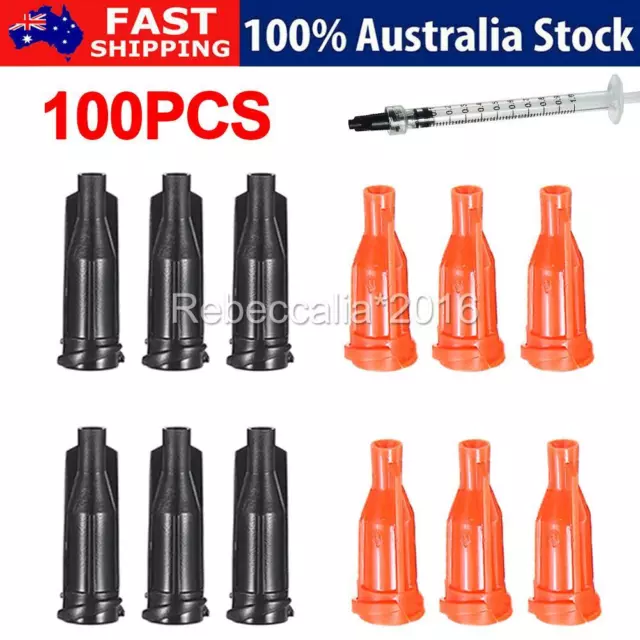 100pcs Syringe caps for Luer lock and slip tip- Orange/Black colour AU STOCK D