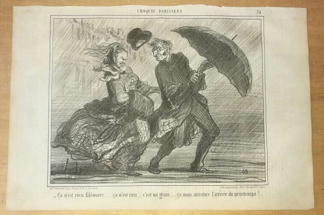 Lithographie Originale Honoré Daumier – Série « Actualités » 1852 « Moines De Paris » – XIXe Siècle