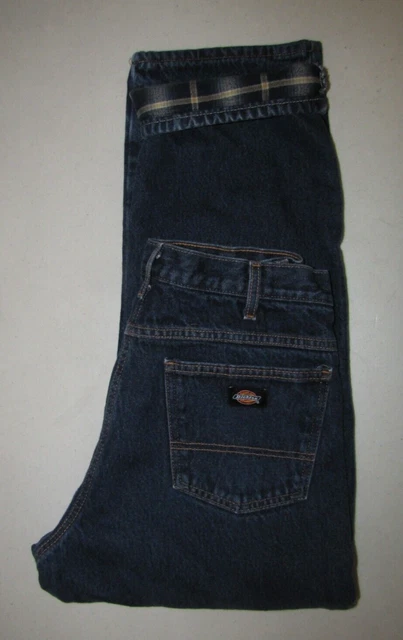 Mens' Dickies Work Relaxed Flannel-Lined Jeans. Size 34X30 Blue.
