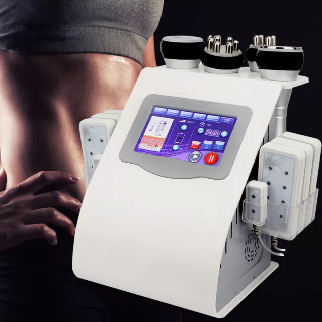 6-1 Profesional 40K 8 Almohadillas LLLT Lipoláser Ultrasonido Liposucción Máquina de Cavitación