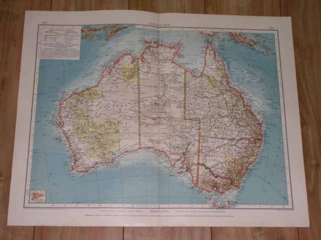 1905 Original Antique Map Of Australia / Sydney Melbourne Perth Brisbane