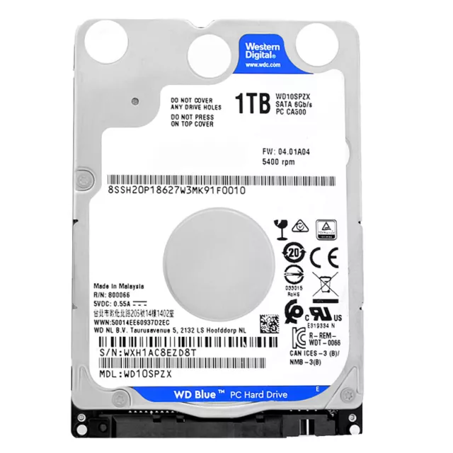 Festplatte WD 1TB WD10SPZX 128Mb Cache 5400Rpm SATA III 2,5'' Zoll