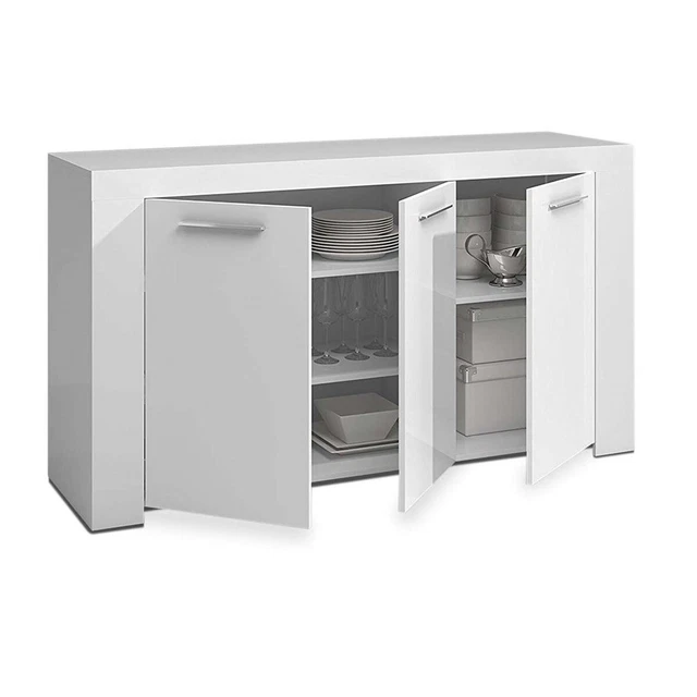 Credenza Cucina KIMENICH Con Luci LED - Mobile Buffet Con Cassetti E Ripiani Regolabili, Nero 70x40x135 Cm - Foto 5