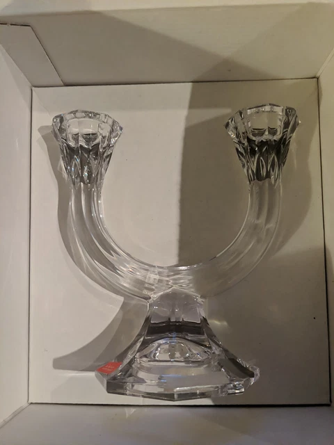Mikasa Crystal Carlyle Pattern Double Lite Candle Holder New In Box Candelabra
