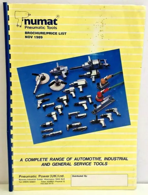 Vintage Pnumat Pneumatic Tools Brochure Price List Catalogue Warrington UK 1989