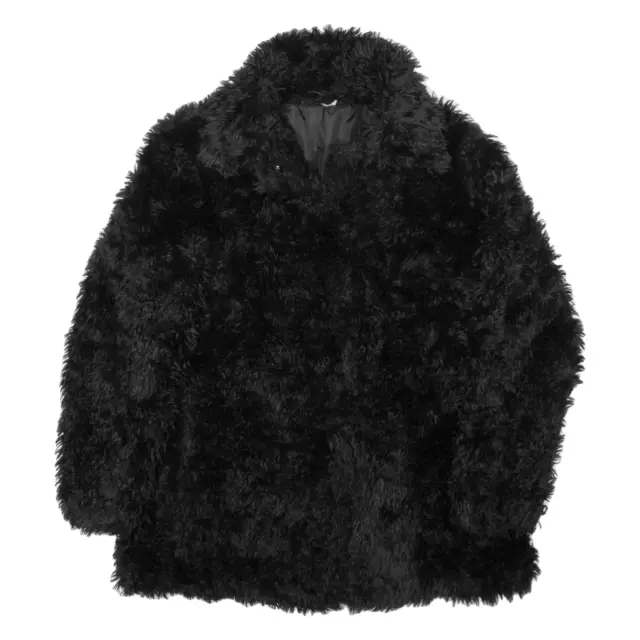 H&M Faux Fur Womens Overcoat Jacket Black 2XL