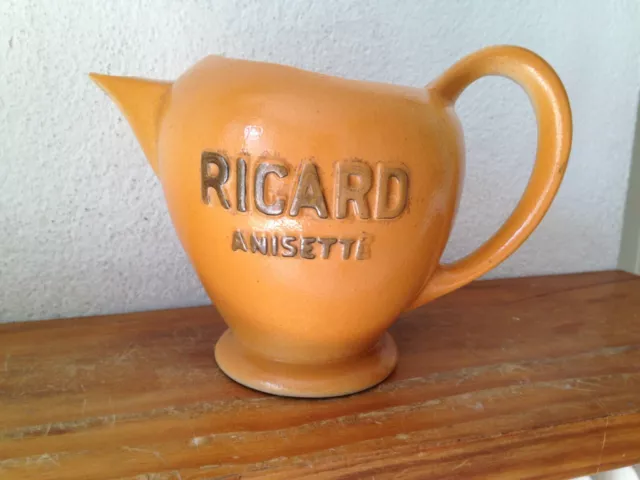 Ancien pichet pot à eau publicitaire RICARD ANISETTE en céramique années 60