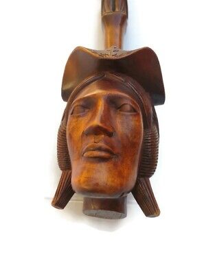 Vintage Carved Wood Igorot Wooden Philippines Figure Offering Bowl 19" 2