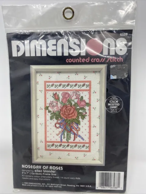 Dimensons Nosegay of Roses Counted Cross Stitch Kit (6588) 5x7 Worked Not Framed