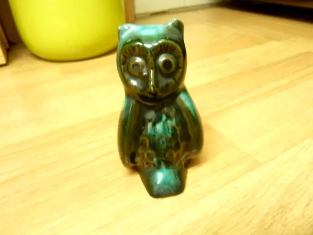 Small Vintage Blue Mountain Pottery Owl Figure W/Label